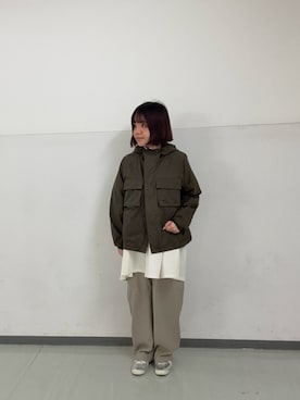 「Snow Peak（スノーピーク）のアイテム」を使った、はるまきさん（レディース・154cm）の春コーディネート