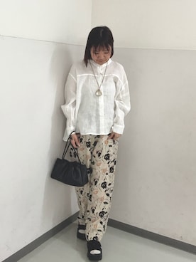 「柄パンツ」｜はるまきさん（レディース・154cm）の春コーディネート
