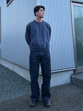 「Champion（チャンピオン）のアイテム（スウェット）」を使った、harutakaさん（骨格ウェーブ・メンズ・180cm）の冬コーディネート
