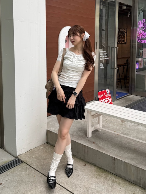 re.__mi23セレクト】小花レーストップス（Tシャツ/カットソー