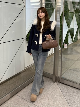 「アイテム（ダッフルコート）」を使った、Remi さん（レディース・164cm）の秋コーディネート