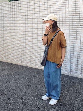 「アイテム（帽子、ベージュ系）」を使った、あおちゃそさん（レディース・151cm）の夏コーディネート
