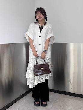 「LOWRYS FARM（ローリーズファーム）のパールタレンネックレス　249411（ネックレス）」を使った、なっぴさん（レディース・158cm・20代）の秋コーディネート