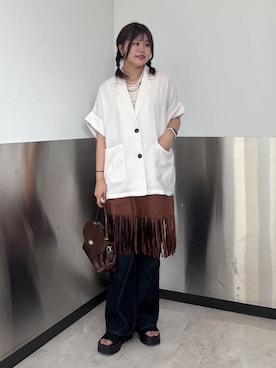 「LOWRYS FARM（ローリーズファーム）のパールタレンネックレス　249411（ネックレス）」を使った、なっぴさん（レディース・158cm・20代）の秋コーディネート