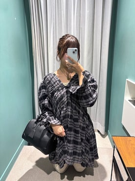 「アイテム（ネックレス、グリーン系）」を使った、なっぴさん（レディース・158cm）の秋コーディネート