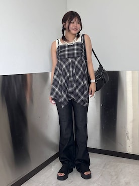 「LOWRYS FARM（ローリーズファーム）のパールタレンネックレス　249411（ネックレス）」を使った、なっぴさん（レディース・158cm・20代）の秋コーディネート