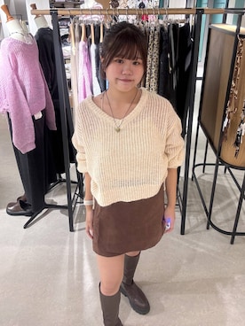 「アイテム（ネックレス、グリーン系）」を使った、なっぴさん（レディース・158cm）の秋コーディネート