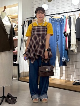 「LOWRYS FARM（ローリーズファーム）のパールタレンネックレス　249411（ネックレス）」を使った、なっぴさん（レディース・158cm・20代）の夏コーディネート
