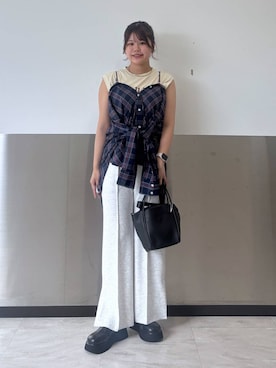 「アイテム（スウェットパンツ）」を使った、なっぴさん（レディース・158cm・20代）の夏コーディネート