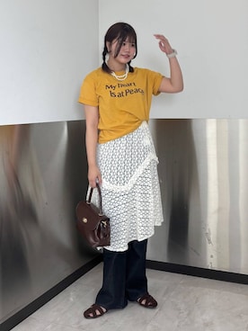 「LOWRYS FARM（ローリーズファーム）のパールタレンネックレス　249411（ネックレス）」を使った、なっぴさん（レディース・158cm・20代）の秋コーディネート