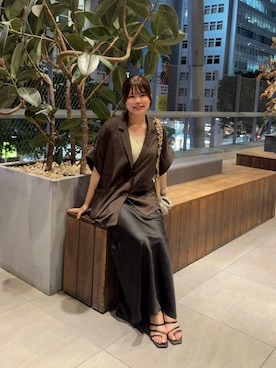 「LOWRYS FARM（ローリーズファーム）のストレッチサテンスカート　 290120（スカート）」を使った、なっぴさん（レディース・158cm・20代）の夏コーディネート