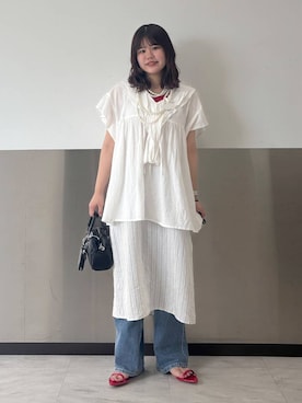 なっぴさんの「パールタレンネックレス　249411」を使ったコーディネート
