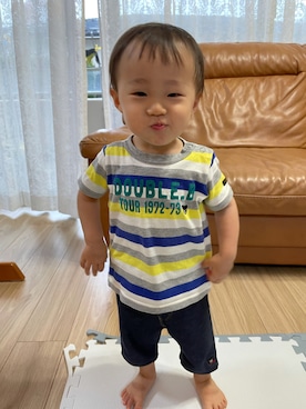 「DOUBLE_B（ダブルビー）のアイテム（トップス）」を使った、harurunmamaさん（キッズ・70cm）の夏コーディネート