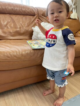 「DOUBLE_B（ダブルビー）のアイテム（トップス）」を使った、harurunmamaさん（キッズ・70cm）の夏コーディネート