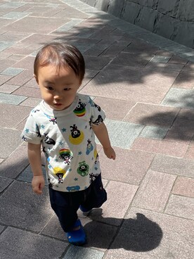 「DOUBLE_B（ダブルビー）のアイテム（トップス）」を使った、harurunmamaさん（キッズ・70cm）の夏コーディネート