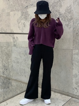 「apres jour mignon（アプレジュールミニョン）のアイテム（帽子）」を使った、Nozomiさん（レディース・156cm）の秋コーディネート