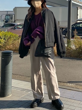 「apres jour mignon（アプレジュールミニョン）のアイテム（MA-1）」を使った、Nozomiさん（レディース・156cm）の冬コーディネート