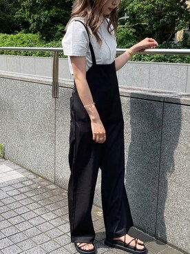 「apres jour mignon（アプレジュールミニョン）のアイテム（オールインワン・サロペット）」を使った、Nozomiさん（レディース・156cm）の夏コーディネート