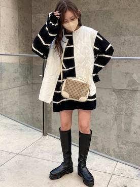 「apres jour mignon（アプレジュールミニョン）のアイテム（チュニック）」を使った、Nozomiさん（レディース・156cm）の冬コーディネート