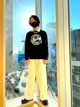 「Adoon plain（アドーンプレーン）のアイテム（スラックス）」を使った、りょうさん型さん（メンズ・174cm）の春コーディネート
