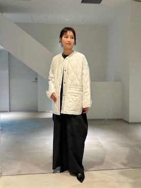 「キルティングコート」｜「アイテム（ブルゾン）」を使った、市川 瑠依子さん（レディース・163cm）の秋コーディネート