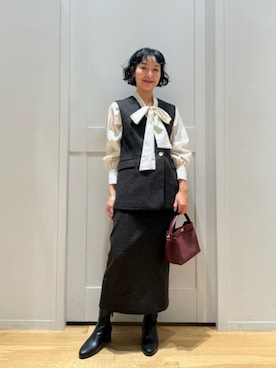 「green label relaxing（グリーンレーベルリラクシング）のアイテム（ブーツ）」を使った、市川 瑠依子さん（レディース・163cm）の秋コーディネート