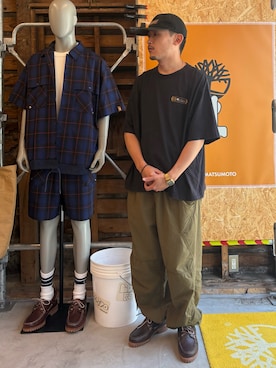 「アイテム（モカシン/デッキシューズ、レッド系）」を使った、tbl4373さん（メンズ・176cm）の夏コーディネート
