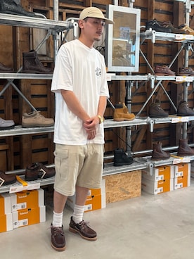 「アイテム（モカシン/デッキシューズ、レッド系）」を使った、tbl4373さん（メンズ・176cm）の夏コーディネート