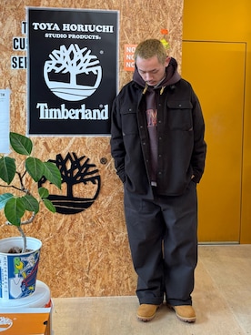「Timberland（ティンバーランド）の【TOKYO DESIGN COLLECTIVE】ベイカー パンツ ユニセックス（その他パンツ）」を使った、tbl4373さん（メンズ・176cm）の秋コーディネート