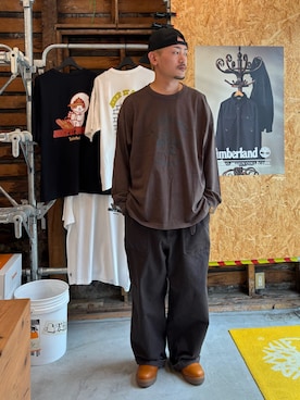 「Timberland（ティンバーランド）の【TOKYO DESIGN COLLECTIVE】ベイカー パンツ ユニセックス（その他パンツ）」を使った、tbl4373さん（メンズ・176cm）の秋コーディネート
