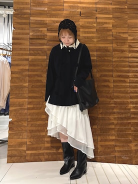 「アイテム（ポロシャツ）」を使った、yukaさん（レディース・152cm）の秋コーディネート