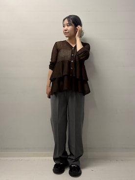 「アイテム（カーディガン/ボレロ、ブラウン系）」を使った、yukaさん（レディース・152cm）の夏コーディネート