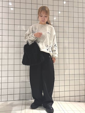 「アイテム（スウェットパンツ）」を使った、yukaさん（レディース・152cm）の冬コーディネート