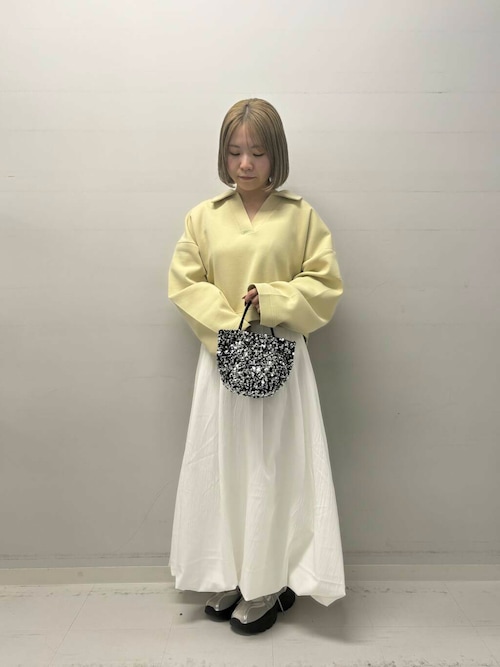 セール】ワイドスリーブエリツキクロップドトップ（Tシャツ/カットソー