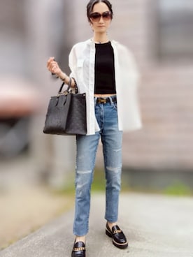 「アイテム（デニムパンツ）」を使った、よんみさん（レディース・162cm・40代）の夏コーディネート
