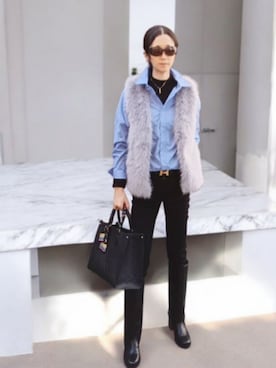 「アイテム（ベスト）」を使った、よんみさん（レディース・162cm・40代）の秋コーディネート