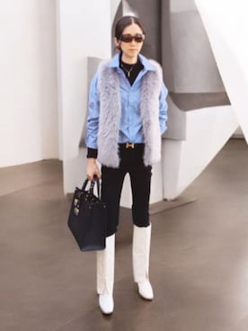 「アイテム（ベスト）」を使った、よんみさん（レディース・162cm・40代）の秋コーディネート