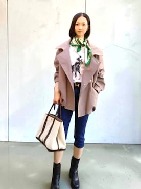 「HERMES（エルメス）のアイテム」を使った、yonmiさん（レディース・162cm）の秋コーディネート
