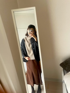 「チョコ色に染まれ」｜「アイテム（ノーカラージャケット）」を使った、qumiy6v6dressさん（レディース・165cm）の冬コーディネート