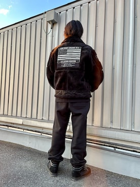 「AVIREX（アヴィレックス）のアイテム（その他アウター）」を使った、しゅうとさん（メンズ・172cm）の冬コーディネート