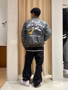 「秋」｜「アイテム（MA-1）」を使った、しゅうとさん（メンズ・172cm）の秋コーディネート