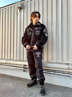 「AVIREX（アヴィレックス）のアイテム（その他アウター）」を使った、しゅうとさん（メンズ・172cm）の冬コーディネート