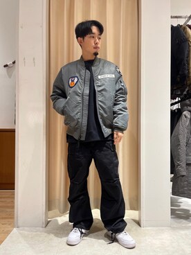 「秋」｜「アイテム（MA-1）」を使った、しゅうとさん（メンズ・172cm）の秋コーディネート