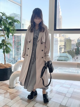 「トレンチ」｜「アイテム（ワンピース/ドレス）」を使った、erikaoliveさん（レディース・158cm）の春コーディネート