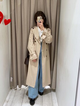 「ブラウスコーデ」｜「アイテム（トレンチコート）」を使った、erikaoliveさん（レディース・158cm）の冬コーディネート