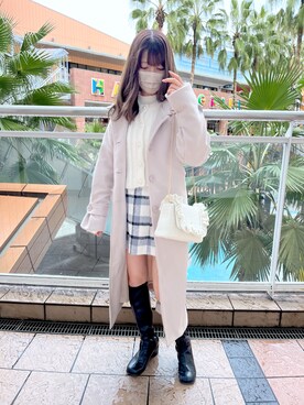 「OLIVE des OLIVE（オリーブデオリーブ）のアイテム（ステンカラーコート）」を使った、erikaoliveさん（レディース・158cm）の冬コーディネート