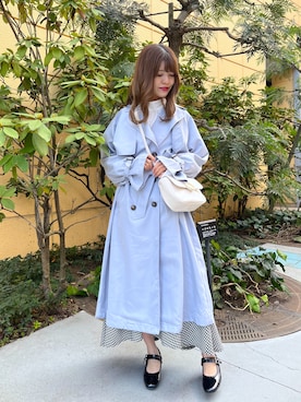 「ブルーコーデ」｜「アイテム（トレンチコート）」を使った、erikaoliveさん（レディース・158cm）の冬コーディネート