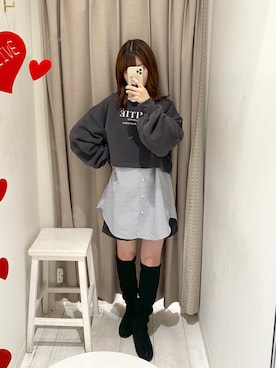 「アイテム（スウェット）」を使った、erikaoliveさん（レディース・158cm）の冬コーディネート