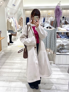 「OLIVE des OLIVE（オリーブデオリーブ）のアイテム（ステンカラーコート）」を使った、erikaoliveさん（レディース・158cm）の冬コーディネート