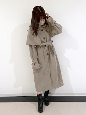 「OLIVE des OLIVE（オリーブデオリーブ）のアイテム（ステンカラーコート）」を使った、erikaoliveさん（レディース・158cm）の秋コーディネート